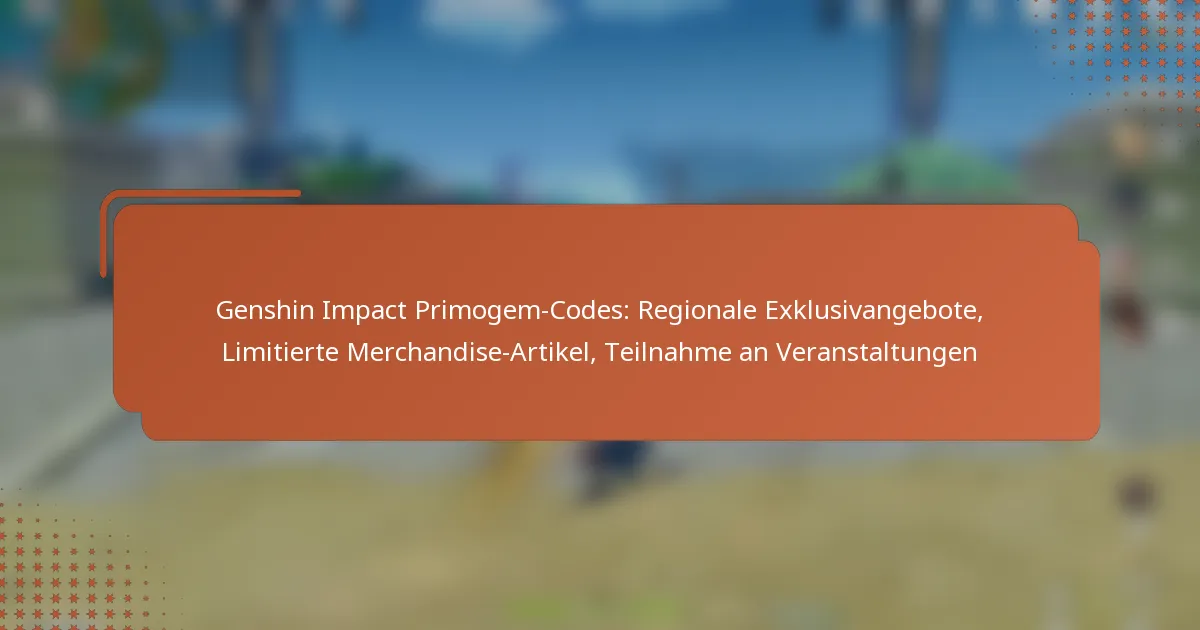 Genshin Impact Primogem-Codes: Regionale Exklusivangebote, Limitierte Merchandise-Artikel, Teilnahme an Veranstaltungen